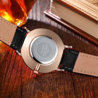 CAGARNY 6812 Round Dial Alloy Gold Case Fashion Women Watch นาฬิกาควอตซ์พร้อมสายหนัง PU