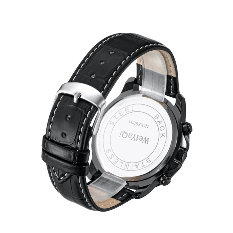WeiYaQi 89031 นาฬิกาข้อมือควอตซ์แฟชั่นพร้อมสายหนัง, WeiYaQi 89031 Quartz Wristwatch (Black)