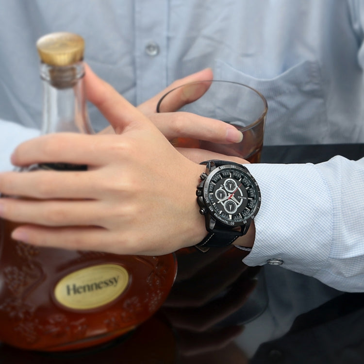 WeiYaQi 89031 นาฬิกาข้อมือควอตซ์แฟชั่นพร้อมสายหนัง, WeiYaQi 89031 Quartz Wristwatch (Black)
