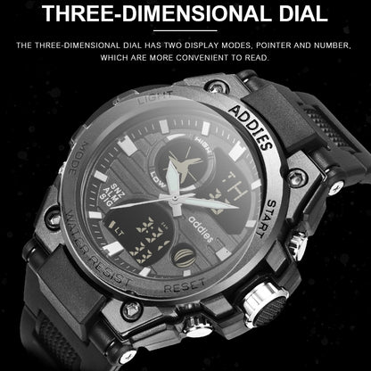 addies MY-1818 Luminous Three-window LED Outdoor Sports Multi-function Electronic Watch for Men, Support Calendar / Alarm Clock / Timer