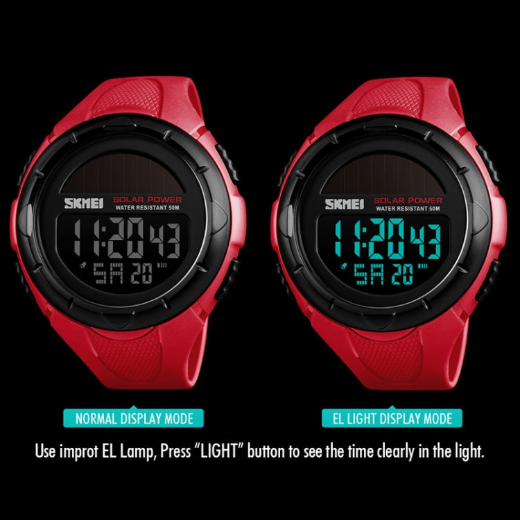 SKMEI 1405 Fashion Solar Power Outdoor Sports Watch มัลติฟังก์ชั่น 50m Waterproof Men Digital Watch