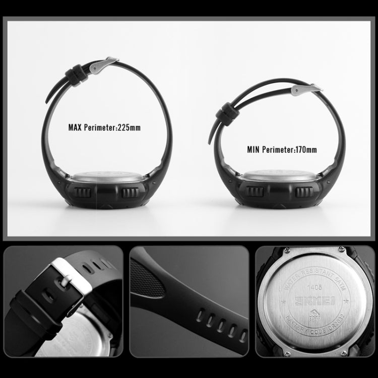 SKMEI 1405 Fashion Solar Power Outdoor Sports Watch มัลติฟังก์ชั่น 50m Waterproof Men Digital Watch