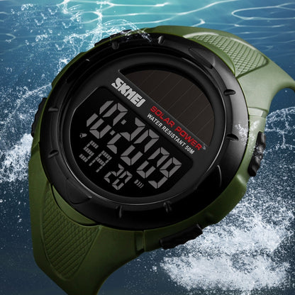 SKMEI 1405 Fashion Solar Power Outdoor Sports Watch มัลติฟังก์ชั่น 50m Waterproof Men Digital Watch