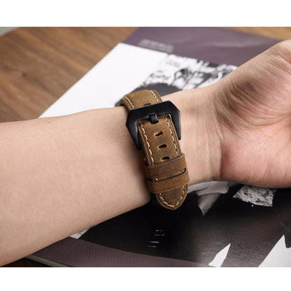 Crazy Horse Layer Frosted Black Buckle Watch สายนาฬิกาหนัง ขนาด: 22mm
