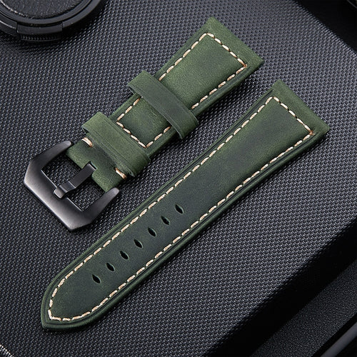 สายนาฬิกาหนัง Crazy Horse Layer Frosted Black Buckle ขนาด 24mm