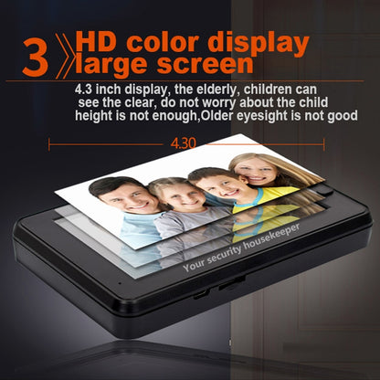 M4300A หน้าจอแสดงผล 4.3 นิ้วกล้อง 3.0MP วิดีโอออดอัจฉริยะรองรับการ์ด TF (สูงสุด 32GB) และการตรวจจับการเคลื่อนไหวและการมองเห็นกลางคืนแบบอินฟราเรด, M4300A