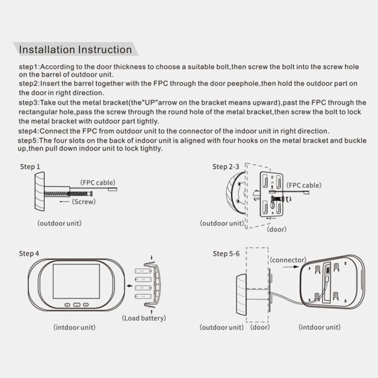 DD1 ออดกล้องตาแมวอิเล็กทรอนิกส์อัจฉริยะพร้อมหน้าจอ LCD 2.8 นิ้วรองรับการมองเห็นกลางคืนแบบอินฟราเรด