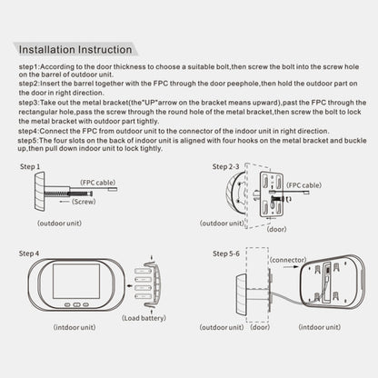 DD1 ออดกล้องตาแมวอิเล็กทรอนิกส์อัจฉริยะพร้อมหน้าจอ LCD 2.8 นิ้วรองรับการมองเห็นกลางคืนแบบอินฟราเรด
