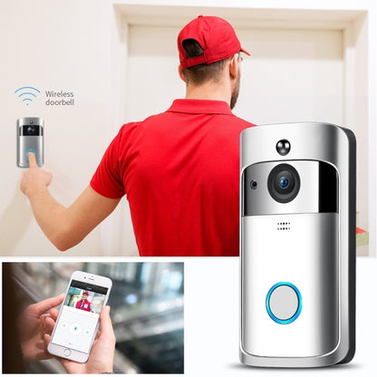 M4 720P Smart WIFI พลังงานต่ำเป็นพิเศษวิดีโอ PIR ออดภาพพร้อมช่องใส่แบตเตอรี่ 3 ช่องรองรับโทรศัพท์มือถือการตรวจสอบระยะไกลและการมองเห็นตอนกลางคืนและเลนส์กล้องมุมกว้าง 166 องศา