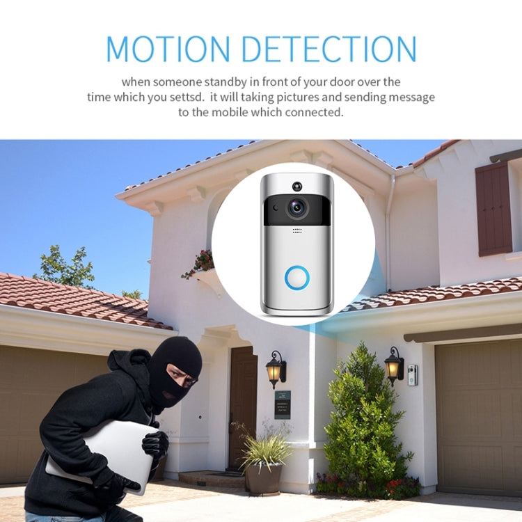 M4 720P Smart WIFI พลังงานต่ำเป็นพิเศษวิดีโอ PIR ออดภาพพร้อมช่องใส่แบตเตอรี่ 3 ช่องรองรับโทรศัพท์มือถือการตรวจสอบระยะไกลและการมองเห็นตอนกลางคืนและเลนส์กล้องมุมกว้าง 166 องศา