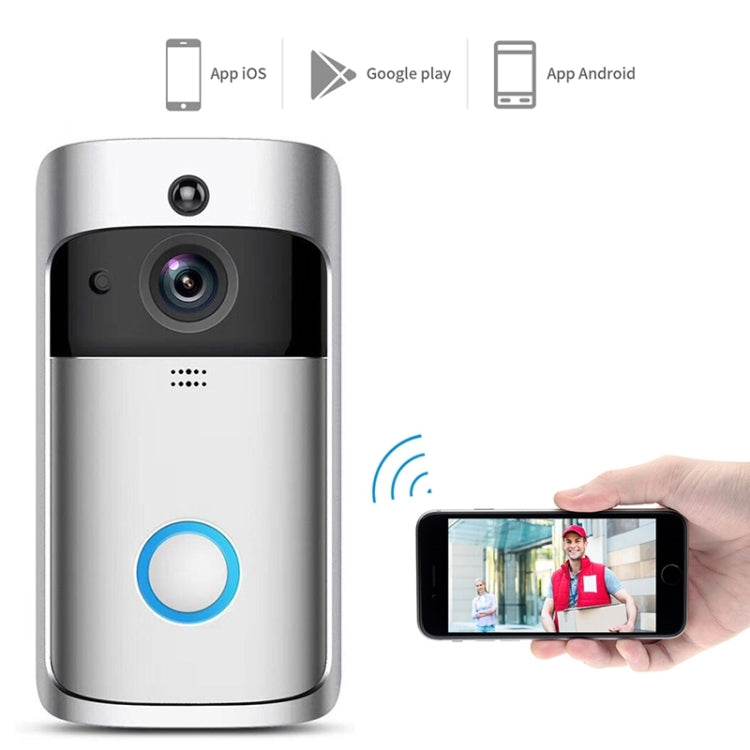 M4 720P Smart WIFI พลังงานต่ำเป็นพิเศษวิดีโอ PIR ออดภาพพร้อมช่องใส่แบตเตอรี่ 3 ช่องรองรับโทรศัพท์มือถือการตรวจสอบระยะไกลและการมองเห็นตอนกลางคืนและเลนส์กล้องมุมกว้าง 166 องศา