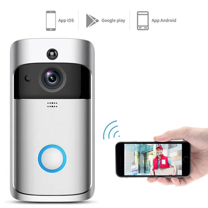M4 720P Smart WIFI พลังงานต่ำเป็นพิเศษวิดีโอ PIR ออดภาพพร้อมช่องใส่แบตเตอรี่ 3 ช่องรองรับโทรศัพท์มือถือการตรวจสอบระยะไกลและการมองเห็นตอนกลางคืนและเลนส์กล้องมุมกว้าง 166 องศา