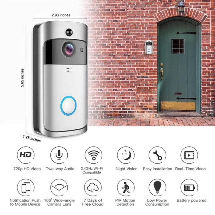 M4 720P Smart WIFI พลังงานต่ำเป็นพิเศษวิดีโอ PIR ออดภาพพร้อมช่องใส่แบตเตอรี่ 3 ช่องรองรับโทรศัพท์มือถือการตรวจสอบระยะไกลและการมองเห็นตอนกลางคืนและเลนส์กล้องมุมกว้าง 166 องศา
