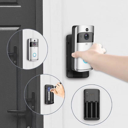 M4 720P Smart WIFI พลังงานต่ำเป็นพิเศษวิดีโอ PIR ออดภาพพร้อมช่องใส่แบตเตอรี่ 3 ช่องรองรับโทรศัพท์มือถือการตรวจสอบระยะไกลและการมองเห็นตอนกลางคืนและเลนส์กล้องมุมกว้าง 166 องศา