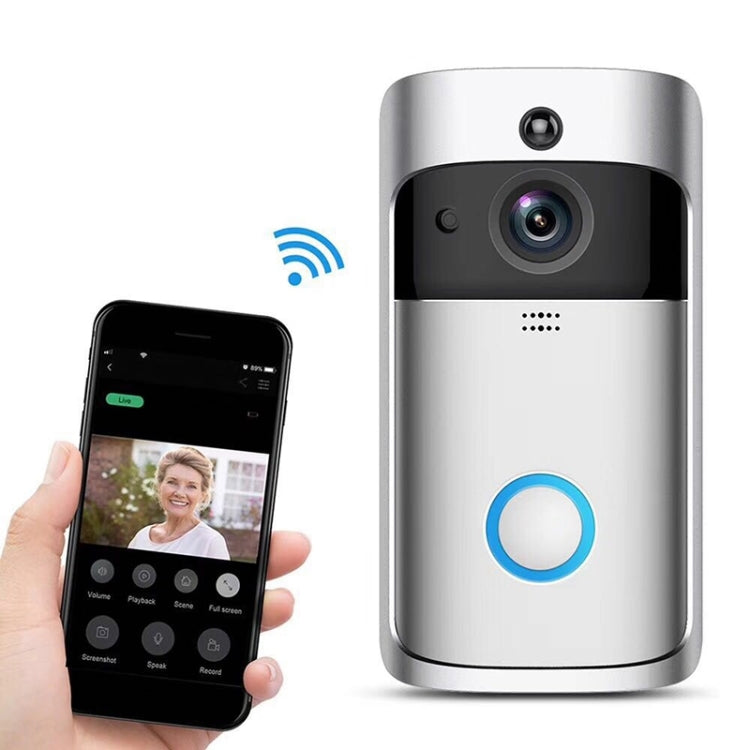 M4 720P Smart WIFI พลังงานต่ำเป็นพิเศษวิดีโอ PIR ออดภาพพร้อมช่องใส่แบตเตอรี่ 3 ช่องรองรับโทรศัพท์มือถือการตรวจสอบระยะไกลและการมองเห็นตอนกลางคืนและเลนส์กล้องมุมกว้าง 166 องศา