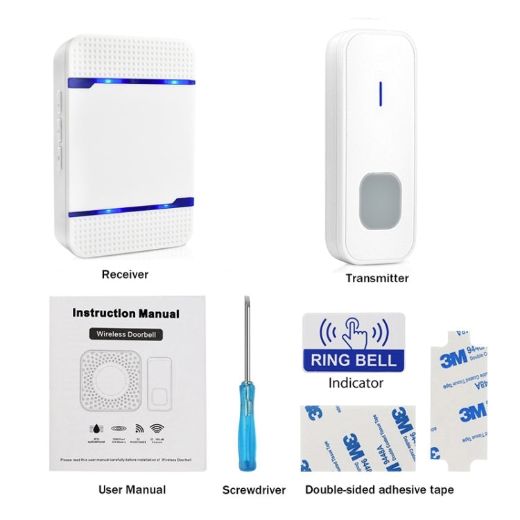 P7 110dB ไร้สาย IP55 กันน้ำใช้พลังงานต่ำเครื่องรับสัญญาณออด WiFi พร้อมไฟกลางคืน, ตัวเลือกเพลง 53 รายการ, ระยะรับ: 300 ม., N15K-1T1-B White, N15K-1T1-B Black