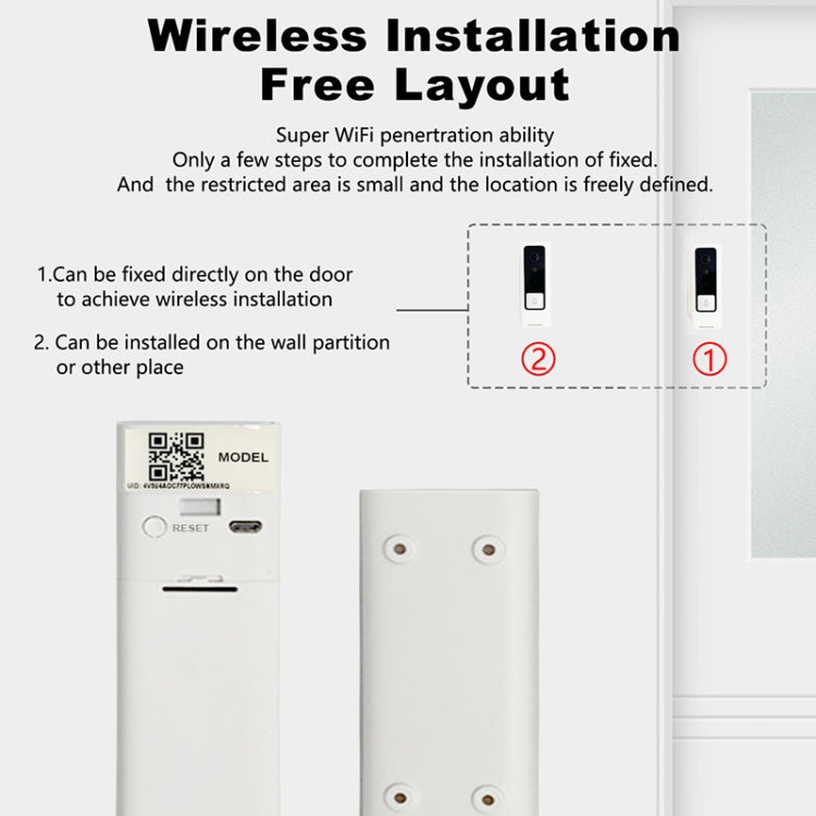 M200B WiFi ออดวิดีโอปุ่มสี่เหลี่ยมอัจฉริยะรองรับการตรวจจับการเคลื่อนไหวด้วยอินฟราเรด & อัตราการปรับตัว & อินเตอร์คอมสองทาง & รีโมท / PIR Wakeup, M200B