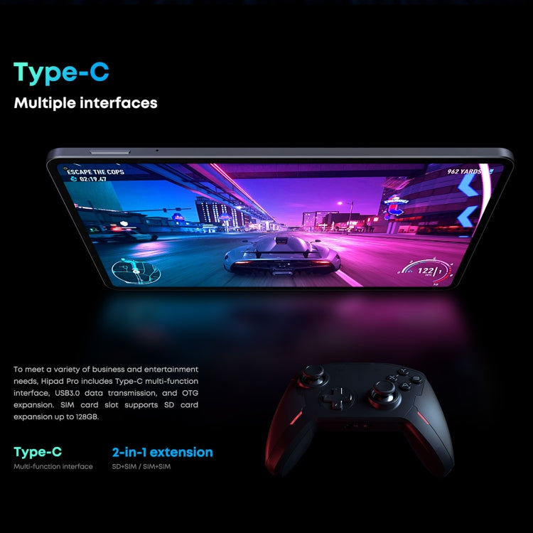 ไม่มีคีย์บอร์ด, Android 11, Qualcomm Snapdragon 662 Octa Core สูงสุด 2.0GHz, รองรับ Dual SIM & Bluetooth & WiFi & TF Card (สีดำ + สีน้ำเงิน), HiPad Pro 8GB+128GB