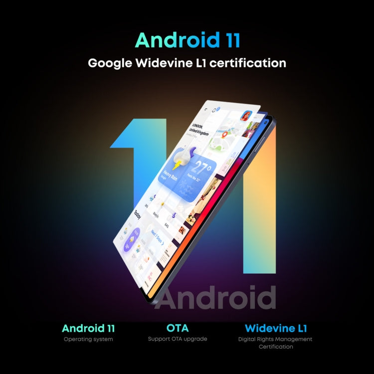 ไม่มีคีย์บอร์ด, Android 11, Qualcomm Snapdragon 662 Octa Core สูงสุด 2.0GHz, รองรับ Dual SIM & Bluetooth & WiFi & TF Card (สีดำ + สีน้ำเงิน), HiPad Pro 8GB+128GB