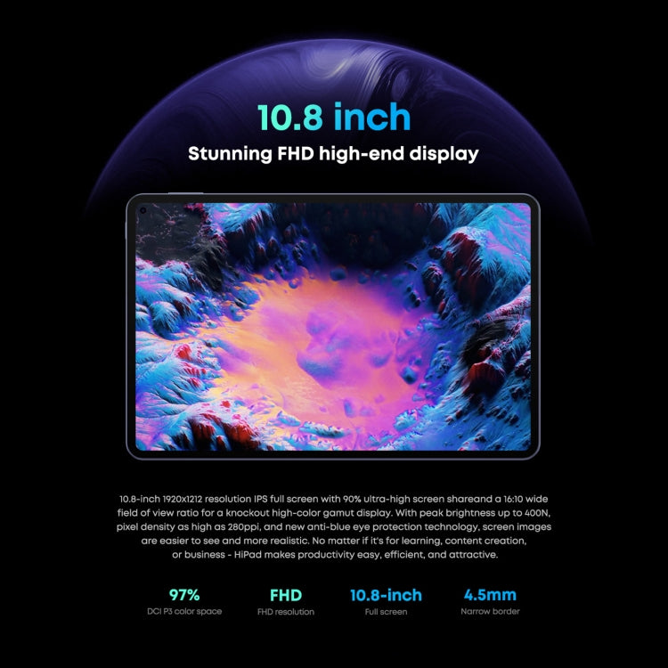 ไม่มีคีย์บอร์ด, Android 11, Qualcomm Snapdragon 662 Octa Core สูงสุด 2.0GHz, รองรับ Dual SIM & Bluetooth & WiFi & TF Card (สีดำ + สีน้ำเงิน), HiPad Pro 8GB+128GB