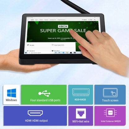 Windows 10 Intel Celeron N4020 Dual Core สูงสุด 2.8GHz, รองรับ WiFi & Bluetooth & TF Card & HDMI & RJ45, US Plug, 4GB+64GB