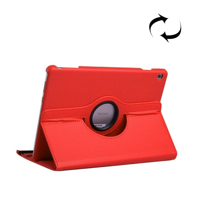 ซองหนังหมุนได้ 360 องศาเนื้อลิ้นจี่แนวนอนสำหรับ Huawei MediaPad T5 10.1 พร้อมตัวยึด, For MediaPad T5 10.1