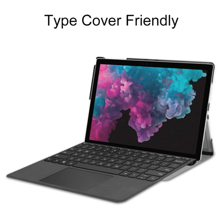 ซองหนัง PU พลิกแนวนอนพื้นผิวคัสเตอร์สำหรับ Microsoft Surface Pro 4 / 5 / 6 / 7 12.3 นิ้วพร้อมตัวยึดและช่องเสียบปากกา