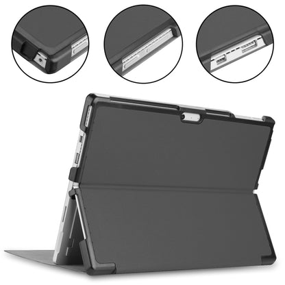 ซองหนัง PU พลิกแนวนอนพื้นผิวคัสเตอร์สำหรับ Microsoft Surface Pro 4 / 5 / 6 / 7 12.3 นิ้วพร้อมตัวยึดและช่องเสียบปากกา