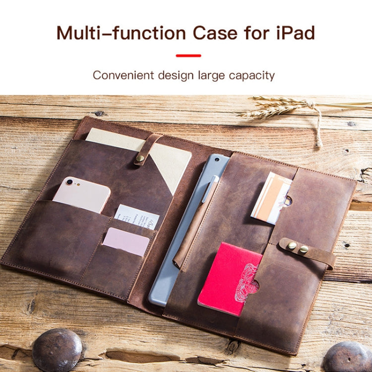CF2002 สำหรับ iPad Pro 10.5 นิ้ว Retro Crazy Horse Texture หัวเข็มขัดมัลติฟังก์ชั่นแท็บเล็ตพีซีเคสหนังป้องกันพร้อมกระเป๋าโทรศัพท์มือถือ / โน๊ตบุ๊คและช่องเสียบการ์ด, For iPad Pro 10.5 inch