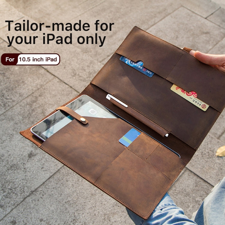 CF2002 สำหรับ iPad Pro 10.5 นิ้ว Retro Crazy Horse Texture หัวเข็มขัดมัลติฟังก์ชั่นแท็บเล็ตพีซีเคสหนังป้องกันพร้อมกระเป๋าโทรศัพท์มือถือ / โน๊ตบุ๊คและช่องเสียบการ์ด, For iPad Pro 10.5 inch