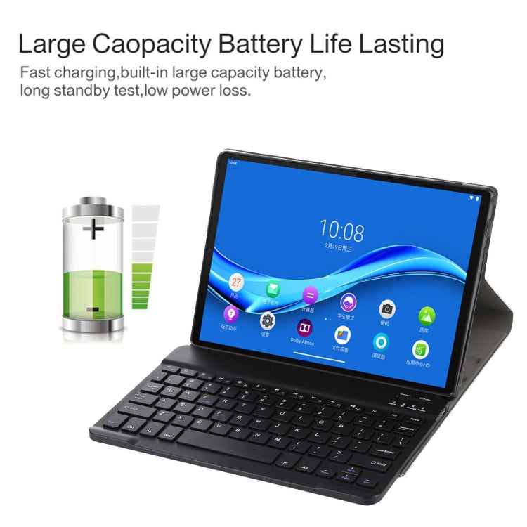 AM10 2 in 1 คีย์บอร์ดบลูทูธแบบถอดได้ + เคสแท็บเล็ตหนังป้องกันพร้อมตัวยึดสำหรับ Lenovo M10 FHD Plus 10.3 นิ้ว, AM10