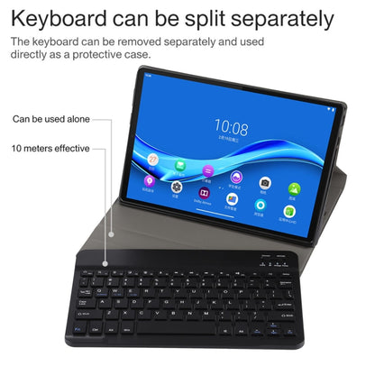 AM10 2 in 1 คีย์บอร์ดบลูทูธแบบถอดได้ + เคสแท็บเล็ตหนังป้องกันพร้อมตัวยึดสำหรับ Lenovo M10 FHD Plus 10.3 นิ้ว, AM10