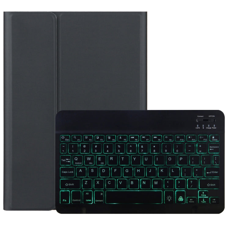M10S 2 in 1 คีย์บอร์ดบลูทูธแบบถอดได้ + เคสแท็บเล็ตหนังพร้อมไฟพื้นหลังและตัวยึดสำหรับ Lenovo Tab M10 TB-X505X, M10S