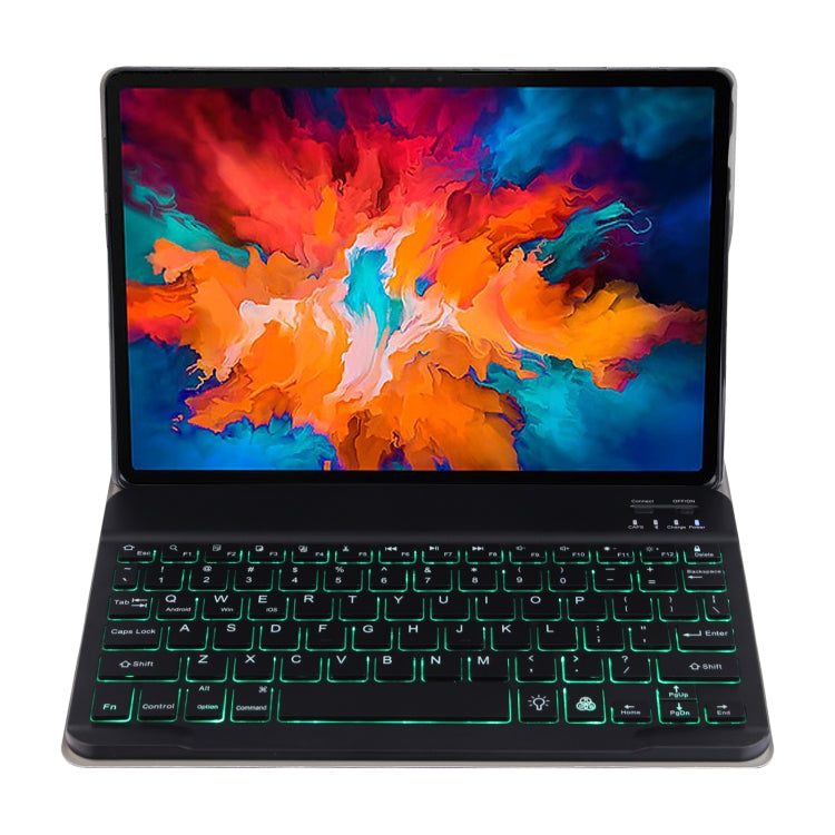 M10S 2 in 1 คีย์บอร์ดบลูทูธแบบถอดได้ + เคสแท็บเล็ตหนังพร้อมไฟพื้นหลังและตัวยึดสำหรับ Lenovo Tab M10 TB-X505X, M10S