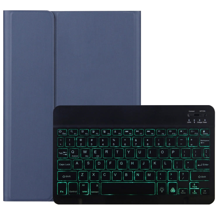 M10S 2 in 1 คีย์บอร์ดบลูทูธแบบถอดได้ + เคสแท็บเล็ตหนังพร้อมไฟพื้นหลังและตัวยึดสำหรับ Lenovo Tab M10 TB-X505X, M10S