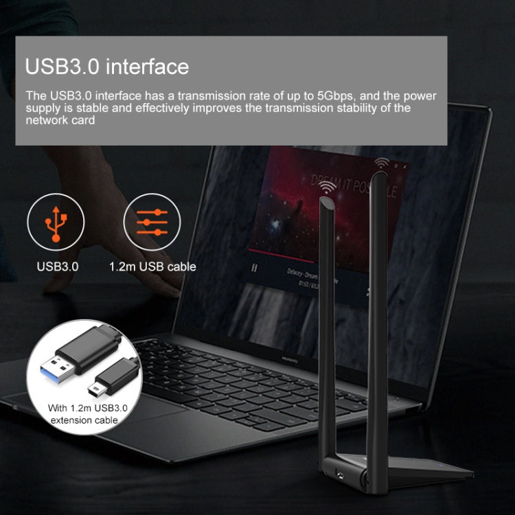 COMFAST CF-WU782ACV2 1300Mbps Dual-band Wifi USB Network Adapter พร้อม 2 เสาอากาศ, CF-WU782ACV2