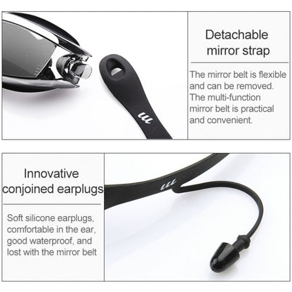 แว่นตาว่ายน้ำกันน้ำความละเอียดสูงพร้อมหมวกว่ายน้ำ, Swimming Goggles with Cap (Black), Swimming Goggles with Cap (Pink), Swimming Goggles with Cap (Blue)