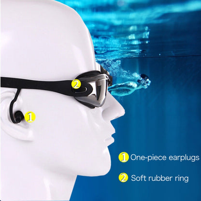 แว่นตาว่ายน้ำกันน้ำความละเอียดสูงพร้อมหมวกว่ายน้ำ, Swimming Goggles with Cap (Black), Swimming Goggles with Cap (Pink), Swimming Goggles with Cap (Blue)