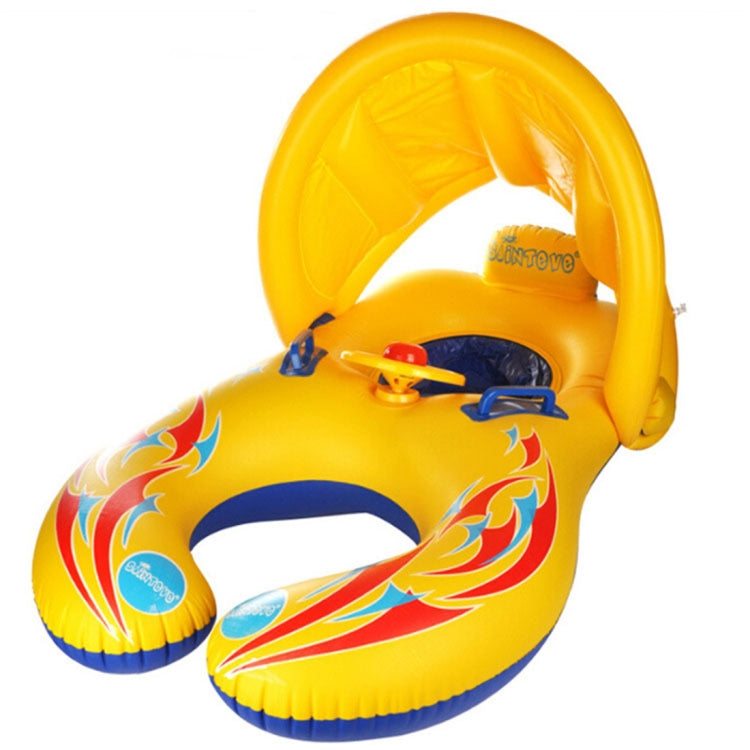 Water Fun Children Sunshade Swimming Circle Yacht, ขนาด 100x70cm, Yellow Pattern, Blue Marine Fish Pattern, Beige Marine Fish Pattern