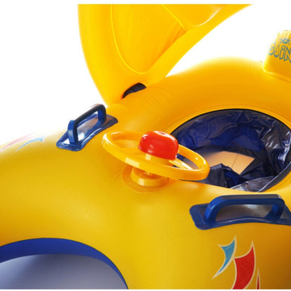 Water Fun Children Sunshade Swimming Circle Yacht, ขนาด 100x70cm, Yellow Pattern, Blue Marine Fish Pattern, Beige Marine Fish Pattern