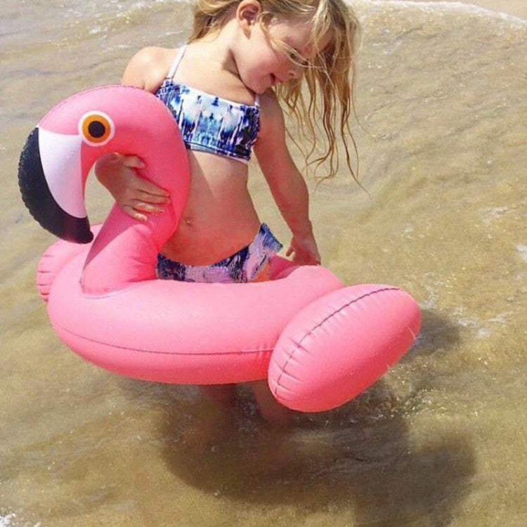 Kids Summer Water Fun Inflatable Flamingo Shaped Pool Ride-on Swimming Ring Floats, เส้นผ่านศูนย์กลางภายนอก: 87 ซม., Outer Diameter: 87cm