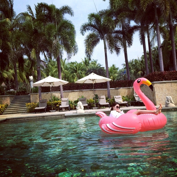 ห่วงยางว่ายน้ำรูปนกฟลามิงโกพองขนาดพอง: 190 x 200 x 130 ซม, Flamingo