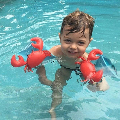 เด็กพองสีแดงปูรูปร่างวงแขนแขนลอยน้ำปีกว่ายน้ำลอย, ขนาด: 16x20x15cm, Crabs Shape