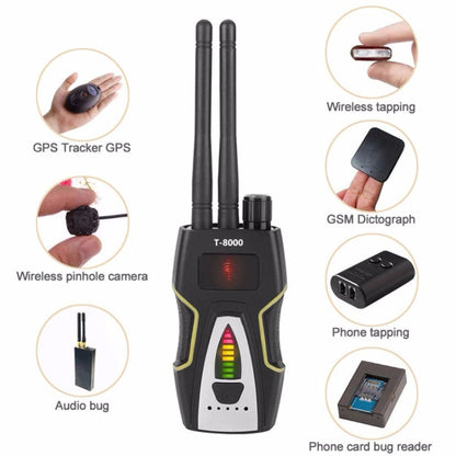 T-8000 เครื่องตรวจจับสัญญาณ RF GSM Audio Finder GPS Scan Detector, T-8000 Silver