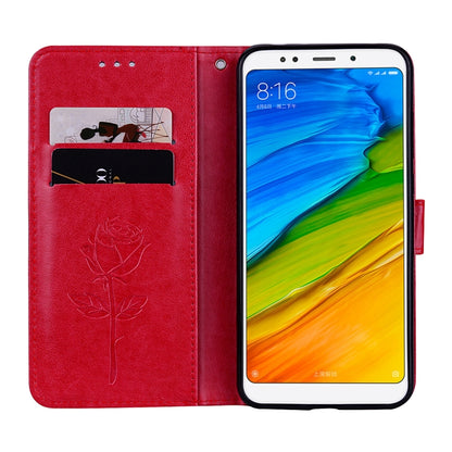สำหรับ Xiaomi Redmi 5 Plus Rose ซองหนัง PU สิ่งแวดล้อมแบบพลิกแนวนอนพร้อมตัวยึดและช่องเสียบการ์ดและกระเป๋าสตางค์, For Xiaomi Redmi 5 Plus