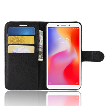 ซองหนังพลิกแนวนอนเนื้อลิ้นจี่สำหรับ Xiaomi Redmi 6A พร้อมกระเป๋าสตางค์และที่วางและช่องเสียบการ์ด, For Redmi 6A