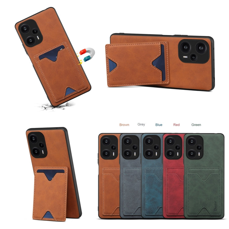 Denior PU ฝาหลังช่องเสียบการ์ดเคสโทรศัพท์สำหรับ Xiaomi Redmi Note 12 Turbo / Poco F5, For Xiaomi Redmi Note 12 Turbo / Poco F5