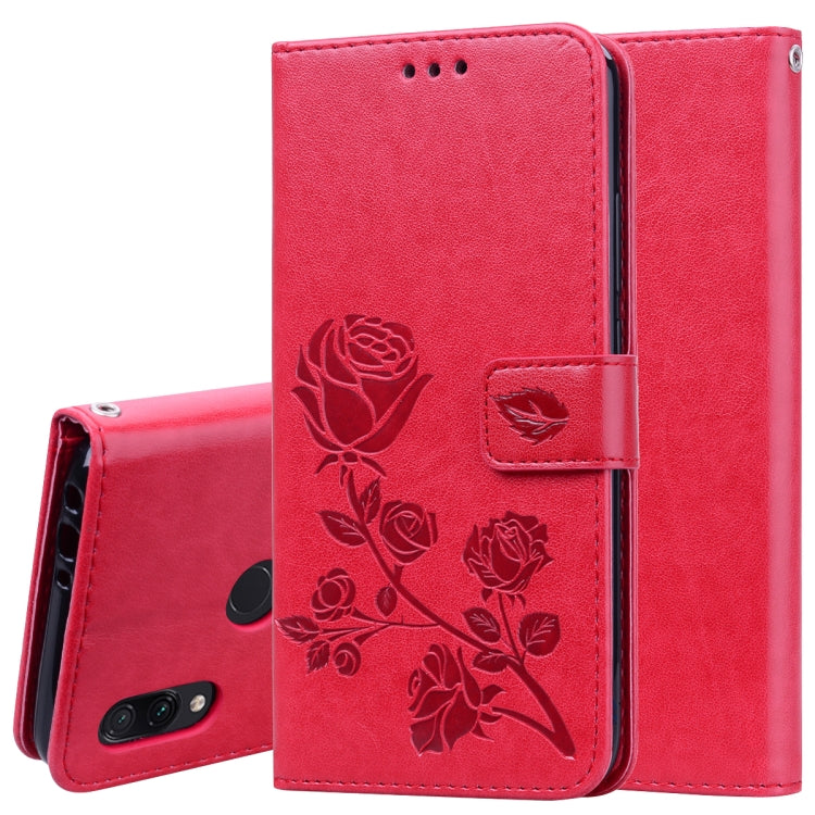 ซองหนัง PU แบบพลิกแนวนอนลายดอกกุหลาบสำหรับ Xiaomi Redmi 7 พร้อมตัวยึดและช่องเสียบการ์ดและกระเป๋าสตางค์, For Xiaomi Redmi 7