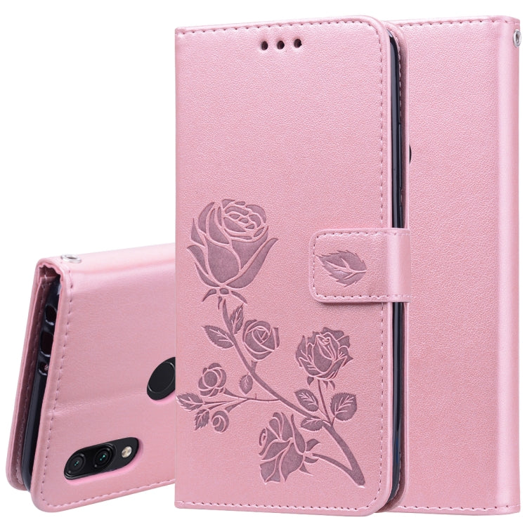 ซองหนัง PU แบบพลิกแนวนอนลายดอกกุหลาบสำหรับ Xiaomi Redmi 7 พร้อมตัวยึดและช่องเสียบการ์ดและกระเป๋าสตางค์, For Xiaomi Redmi 7