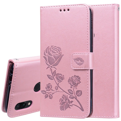 ซองหนัง PU แบบพลิกแนวนอนลายดอกกุหลาบสำหรับ Xiaomi Redmi 7 พร้อมตัวยึดและช่องเสียบการ์ดและกระเป๋าสตางค์, For Xiaomi Redmi 7